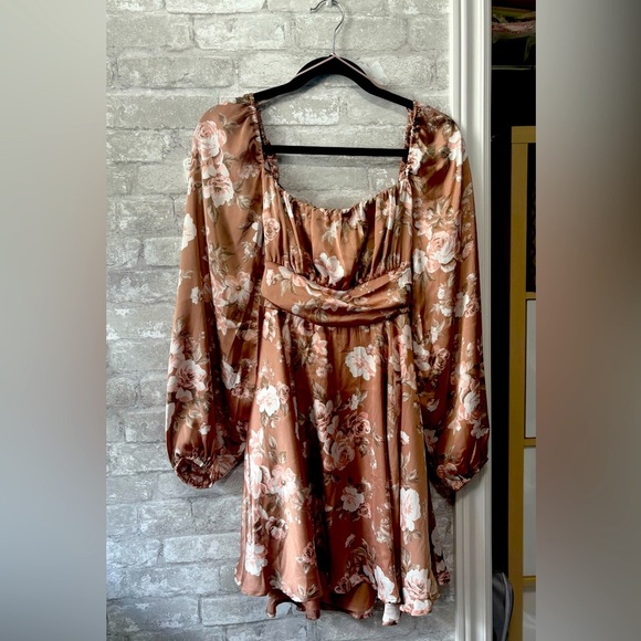 Dress size Small - Floral Brown Women's dress - just beautiful spring dress - Picture 1 of 5